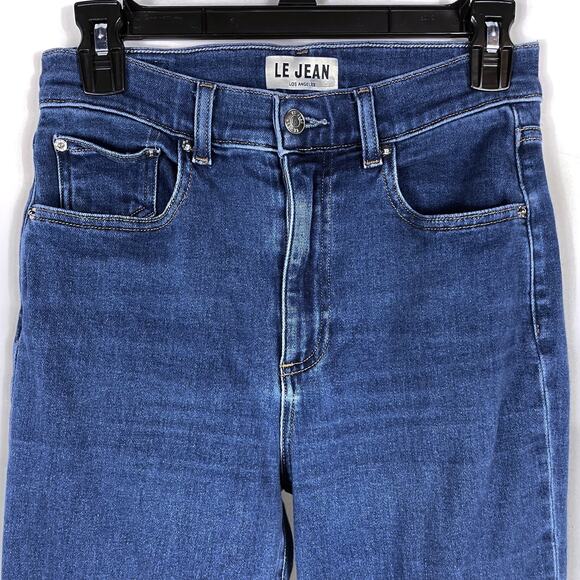 Le Jean Stella Flare Jeans Blue Denim High Rise Side Slit Crop Sz 26 - Picture 5 of 12